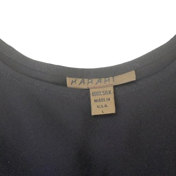 NWOT Harari black 100% silk tank top shell cami size L - Picture 5 of 5